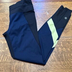 Athleta women’s sz small‎ T leggings workout black blue yellow